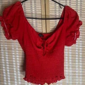 Papaya Scarlet Ruched Blouse